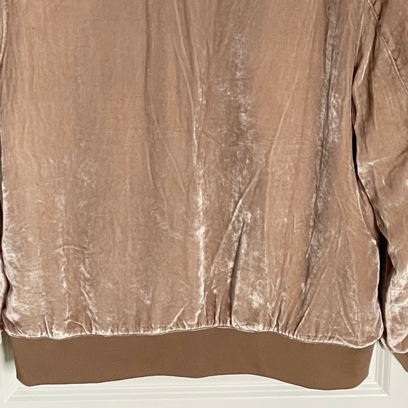 Madewell Tan Velvet Silk Blend Full Zip Bomber Jacket - 35565 - Picture 9 of 16